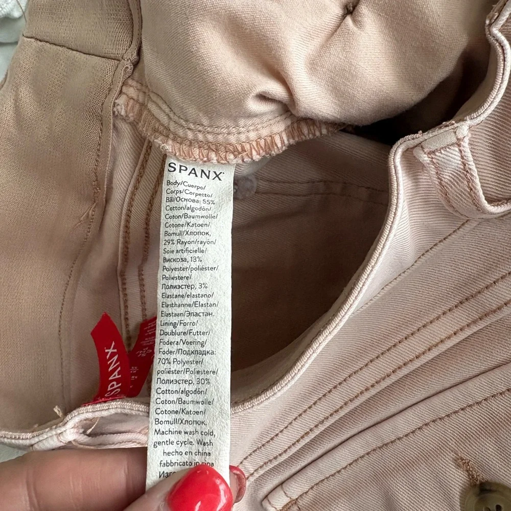 SPANX Light Pink Cropped Wide Leg Pants Petite Small Stretch Twill Flattering - Picture 7 of 7